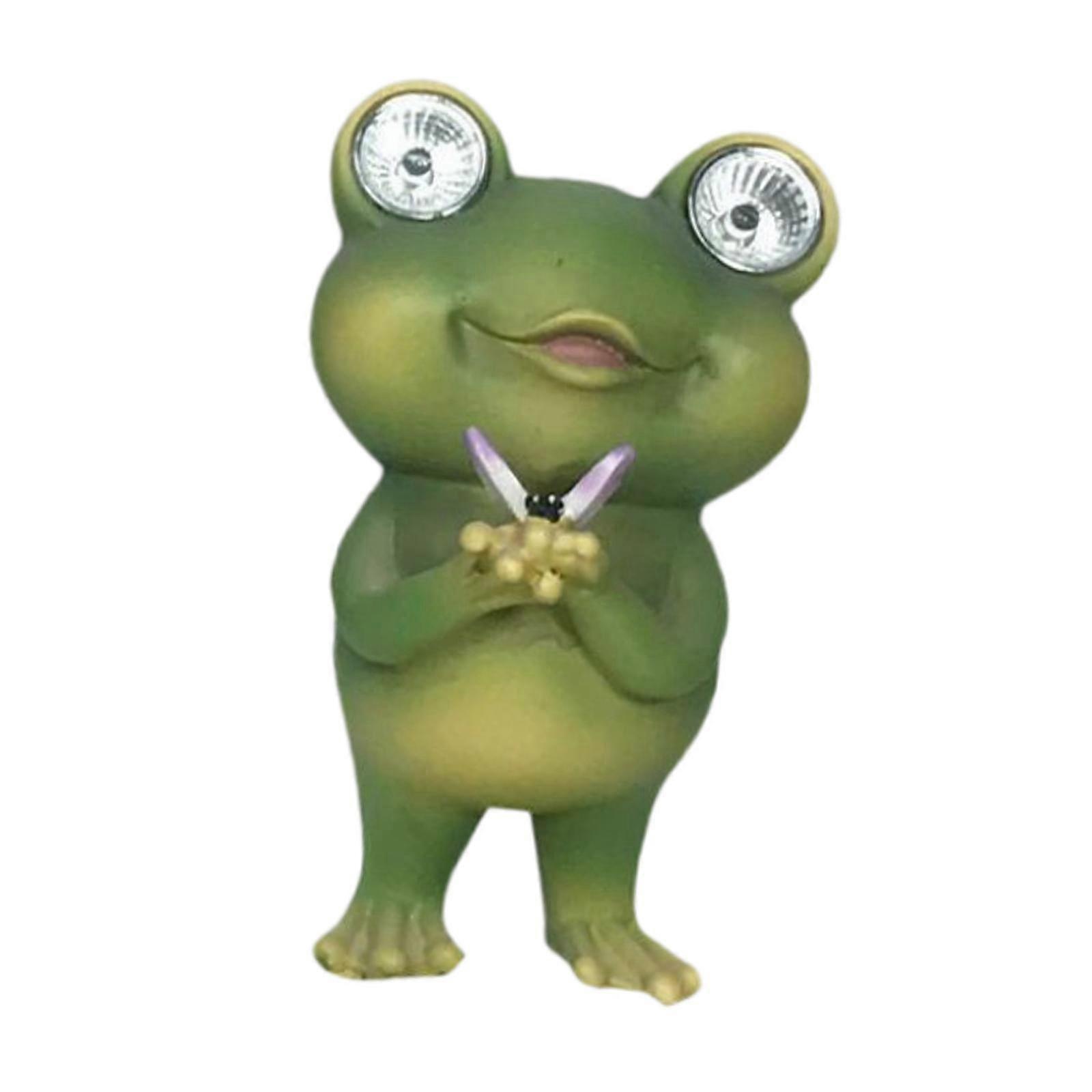 青蛙池塘庭院雕像 LED 装饰青蛙太阳能灯，适用于庭院户外门廊与蝴蝶