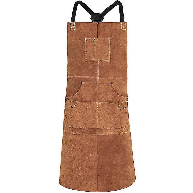 Double-sided Suede Leather Working Apron For Grilling, Woodwork, Machinists, Filming, Gardening, Farms