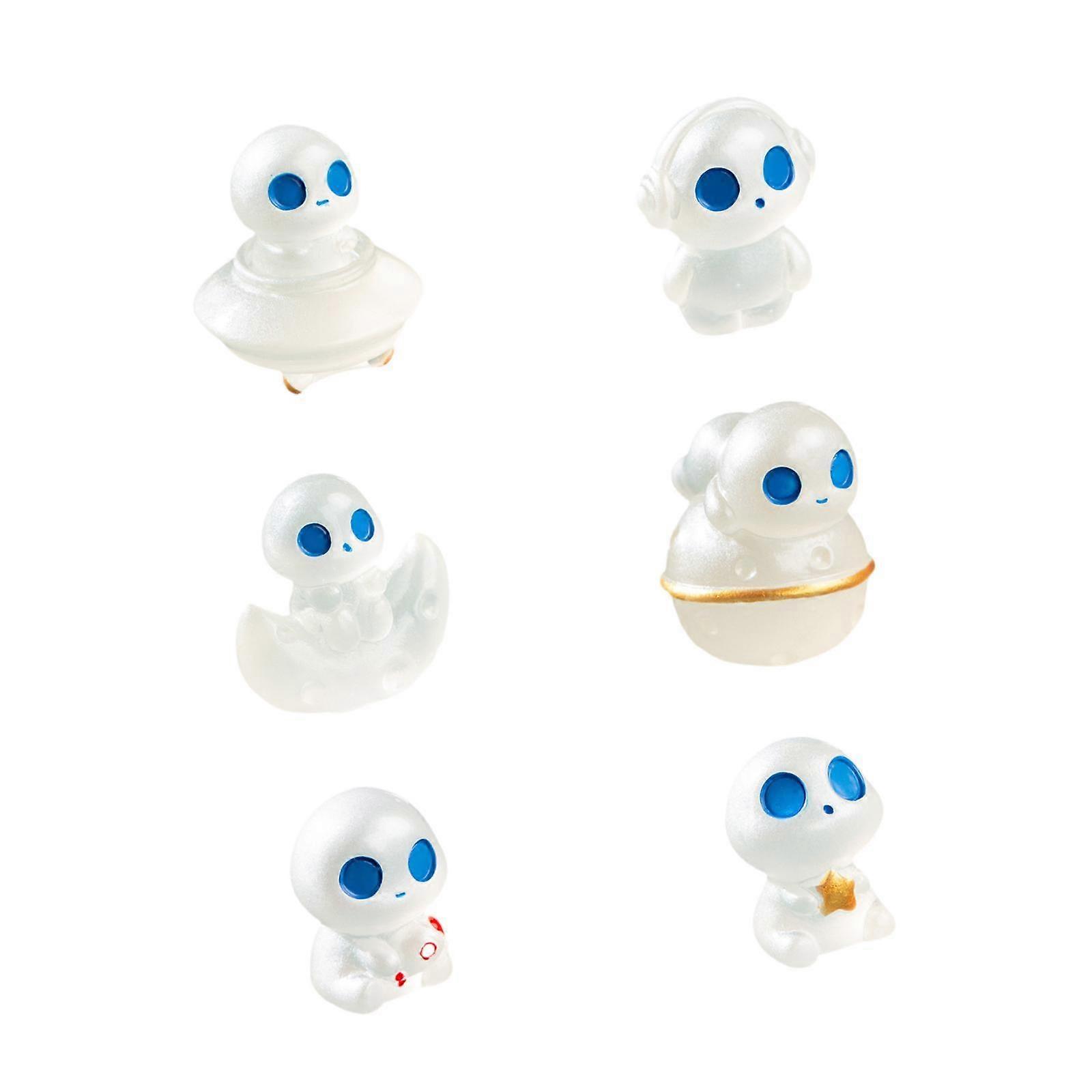 6 Pieces Glow in The Dark Tree Elf Figures Resin for Planter Pathway Porch