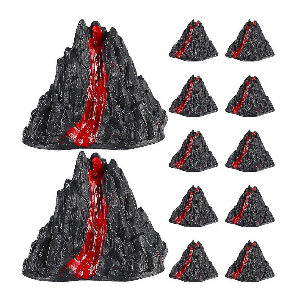 12pcs Sand Table Volcano Statues Volcano Ornament Plastic Volcano Decorations