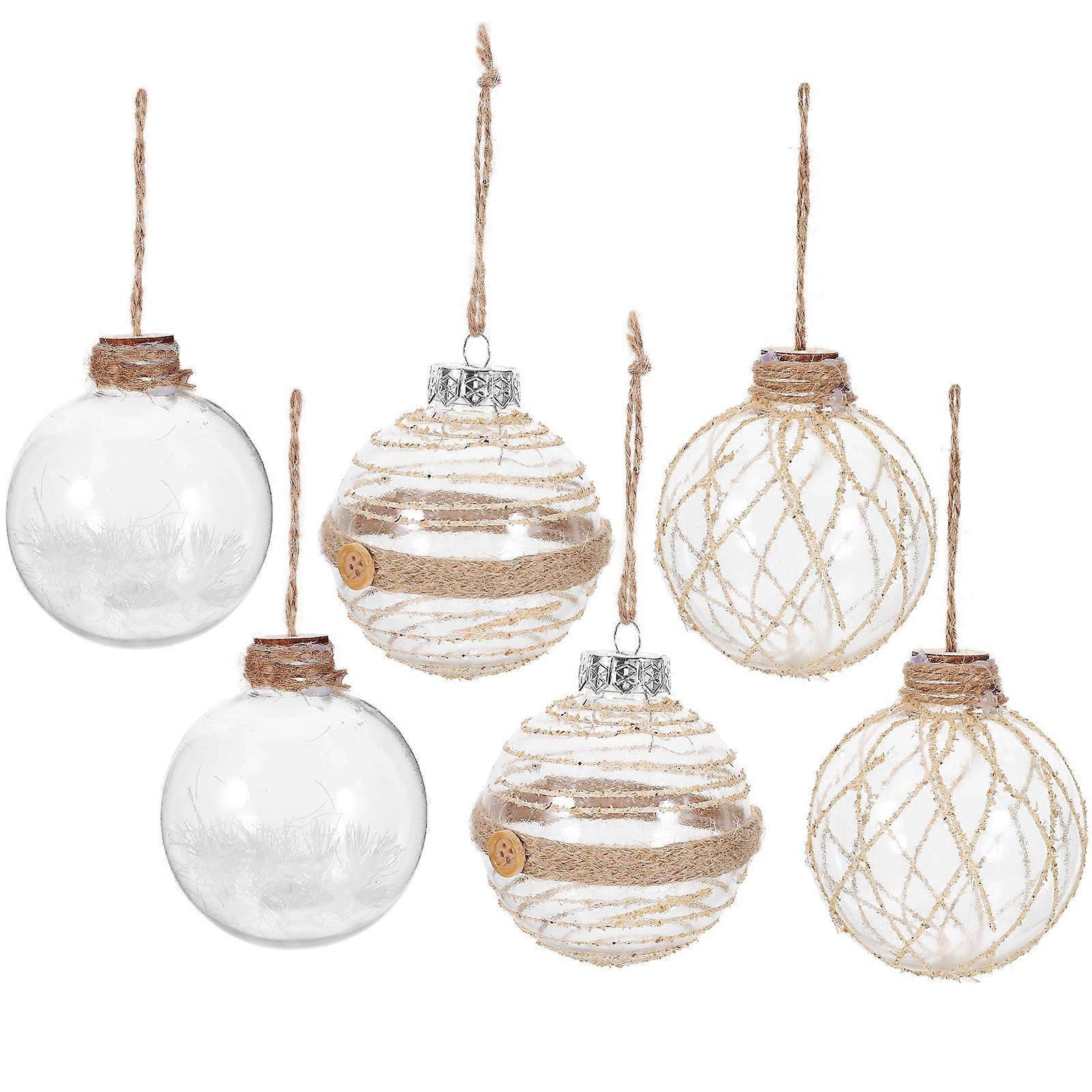 6pcs Xmas Hanging Ball Ornaments Clear Ball Pendants Christmas Tree Baubles