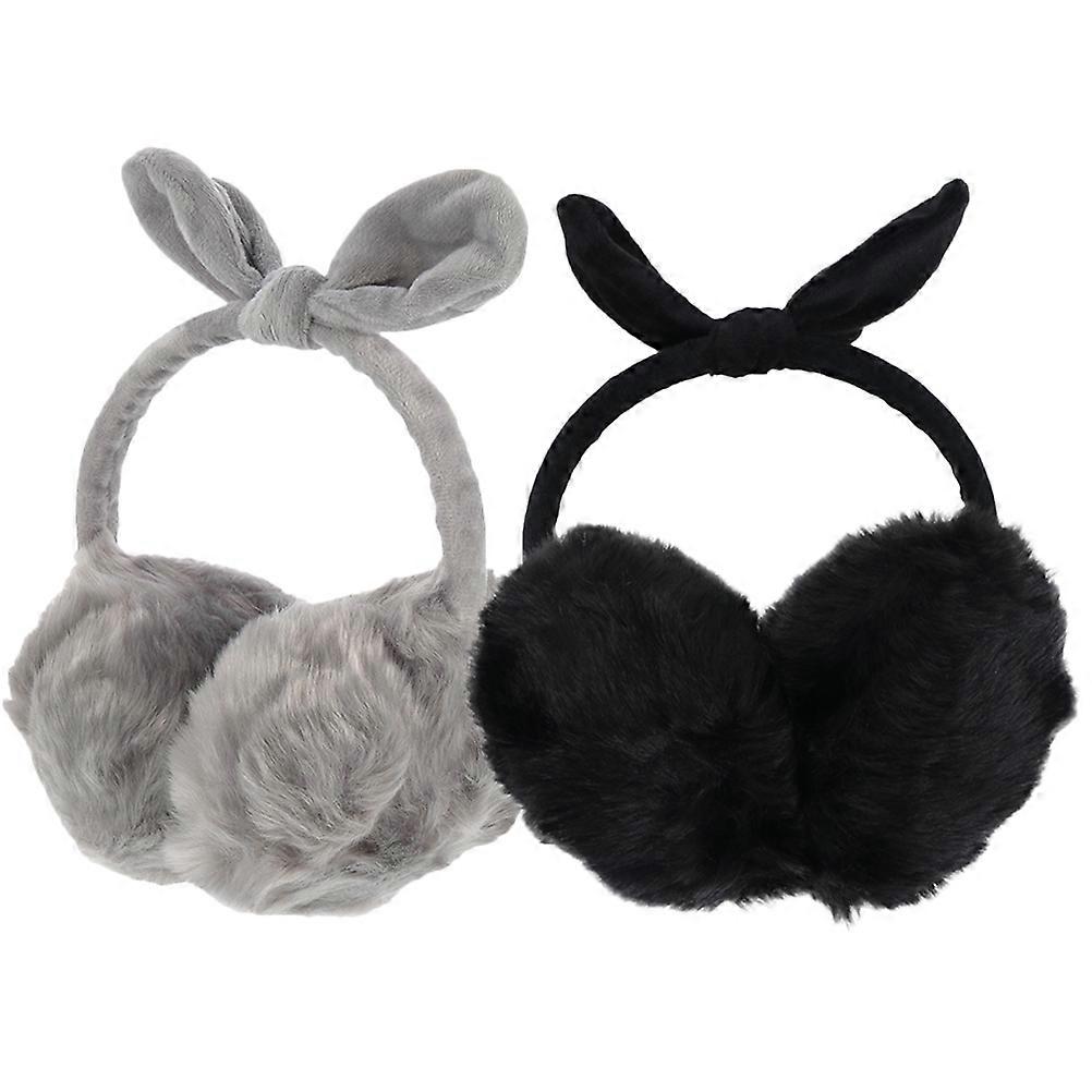 2pcs Plush Headband Earmuffs Winter Plush Ear Cover Windproof Winter Ear Protector