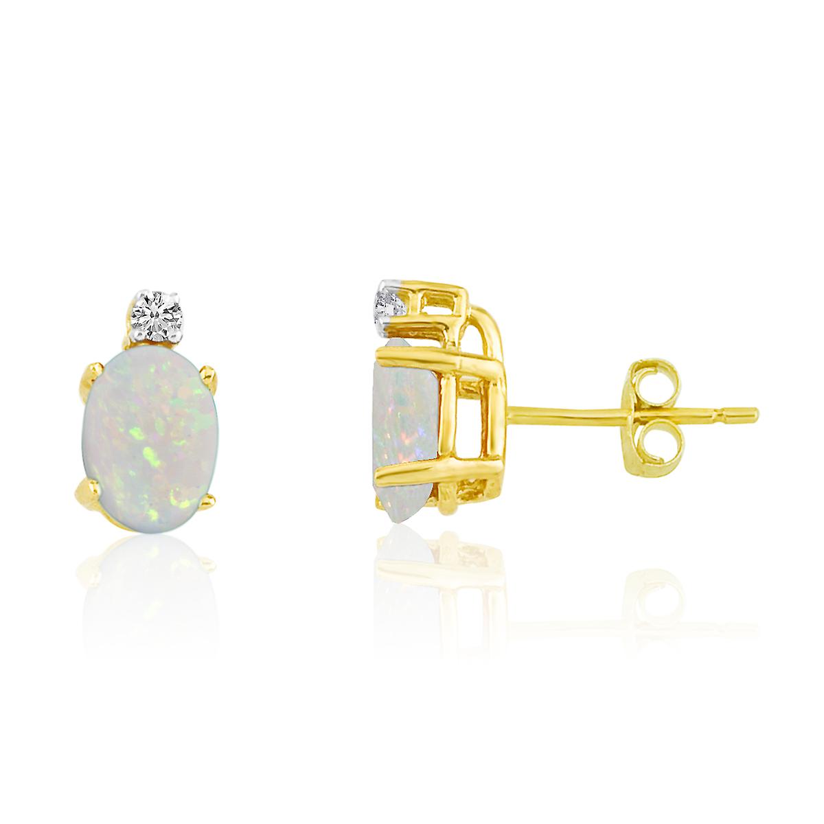 LXR 14k keltainen kulta soikea opaali ja timantti korvakorut 0.92ct
