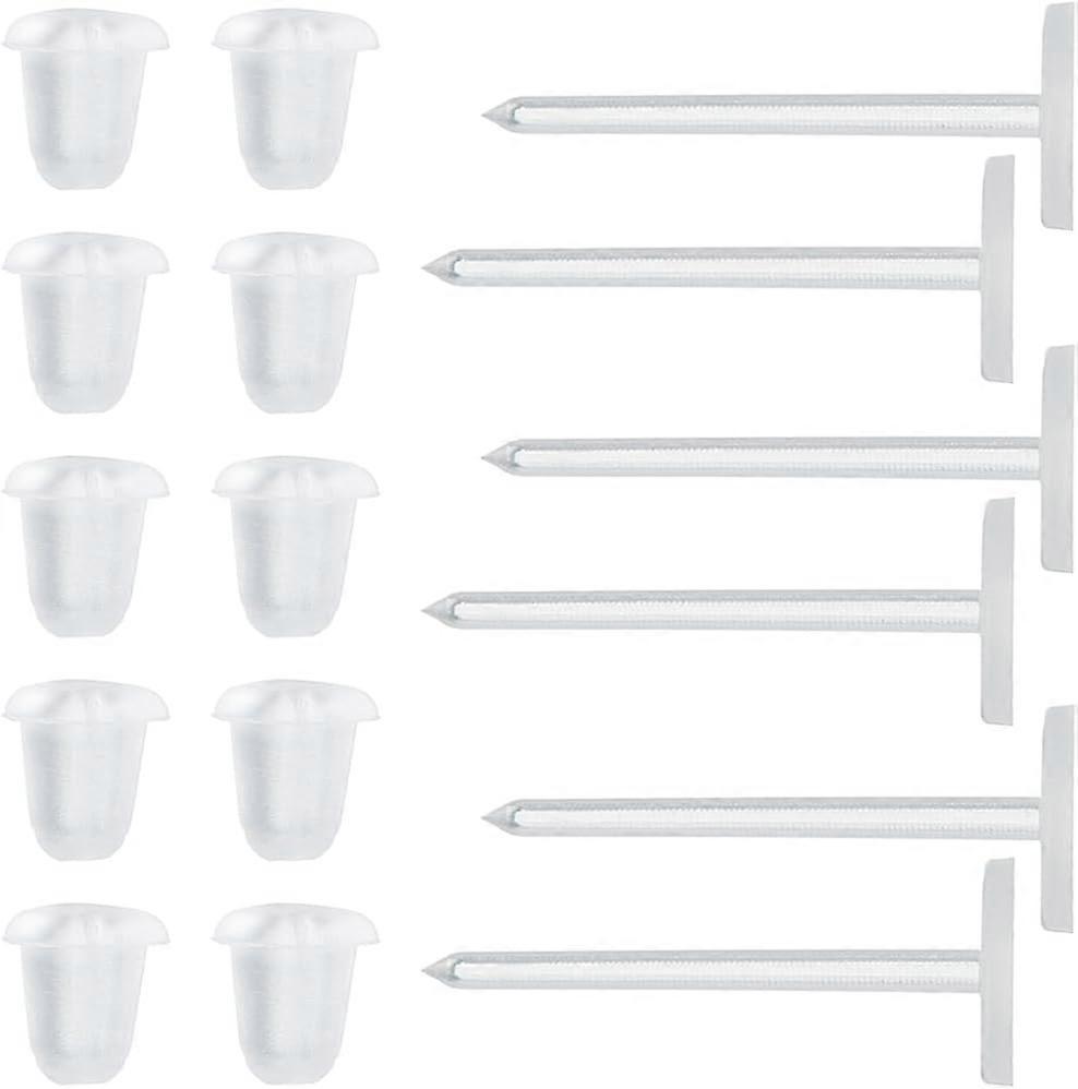 1 Box 500Pcs Plastic Earring Posts Clear Earring Stud Posts Transparent Flat Pad Earring Pins with Ear Nuts Small Invisible Round Earring Posts for Je