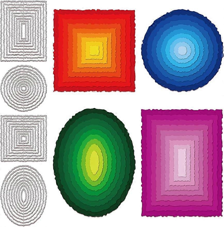 36Pcs Deckle Edge Frame Cutting Dies Metal Deckle Rectangles Round Frame Die Cuts Embossing Stencils Template