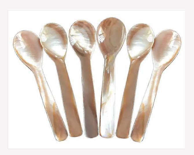 Set Of 6 Mother-of-pearl 11.5 Cm X 3 Cm Mop Caviar Spoons With Round Handle For