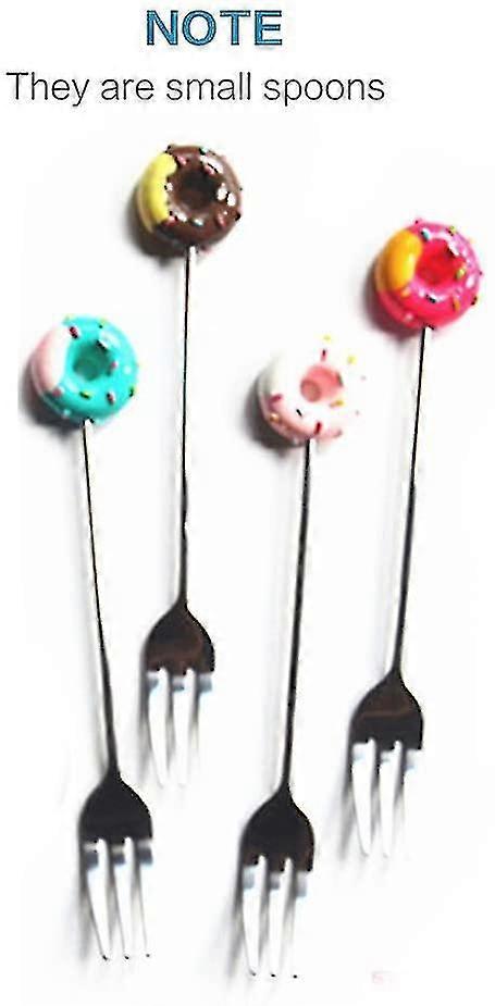 Little Cute Donut Fork, Stainless Steel Salsa Fork, Sugar Funny Cake Bread Forks, Baby Kids Tableware, Dessert Forks, Fruit Fork, Multi-functional Kit