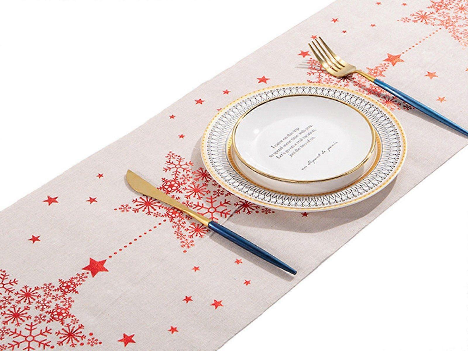 Christmas Table Runner Xmas Decor Cloth Cover Star
