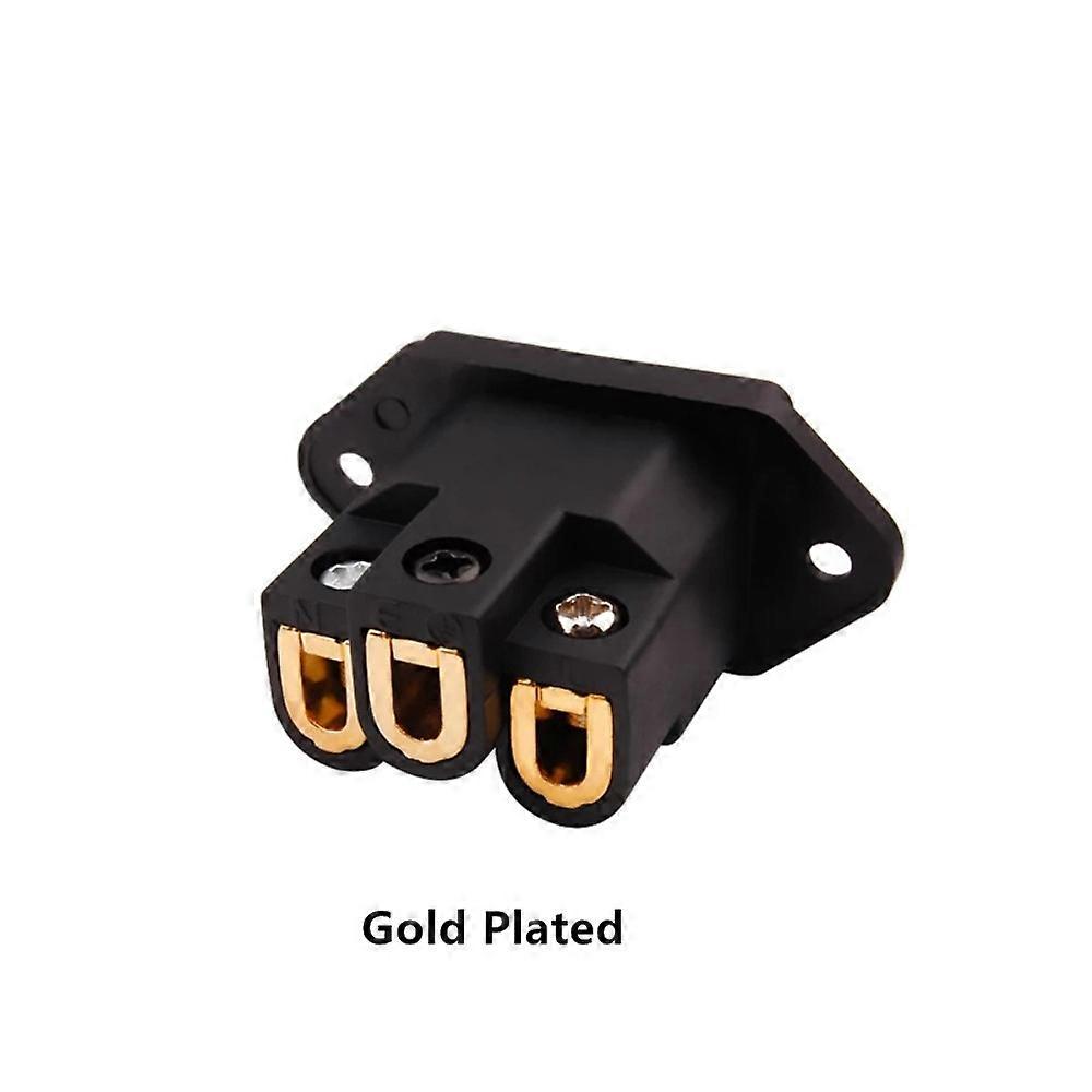 Amplifier Electrical Power Plug Audio Connector 3Pin AC IEC Inlet Socket Copper HIFI Gold Rhodium Plated Panel Mount Adapter DIY