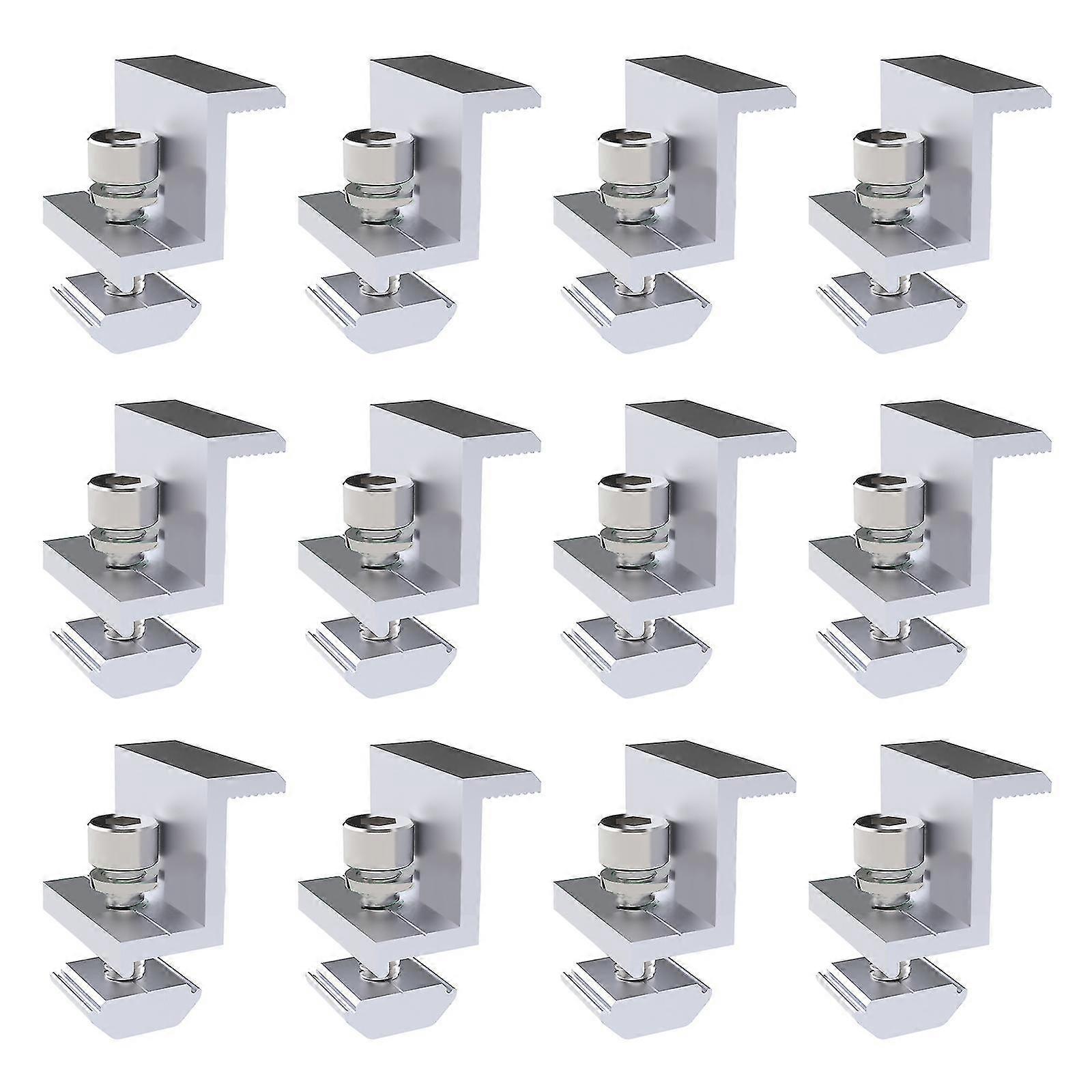 12 Pcs Adjustable Solar End Clamp Solar Panel Photovoltaic Mounting Bracket