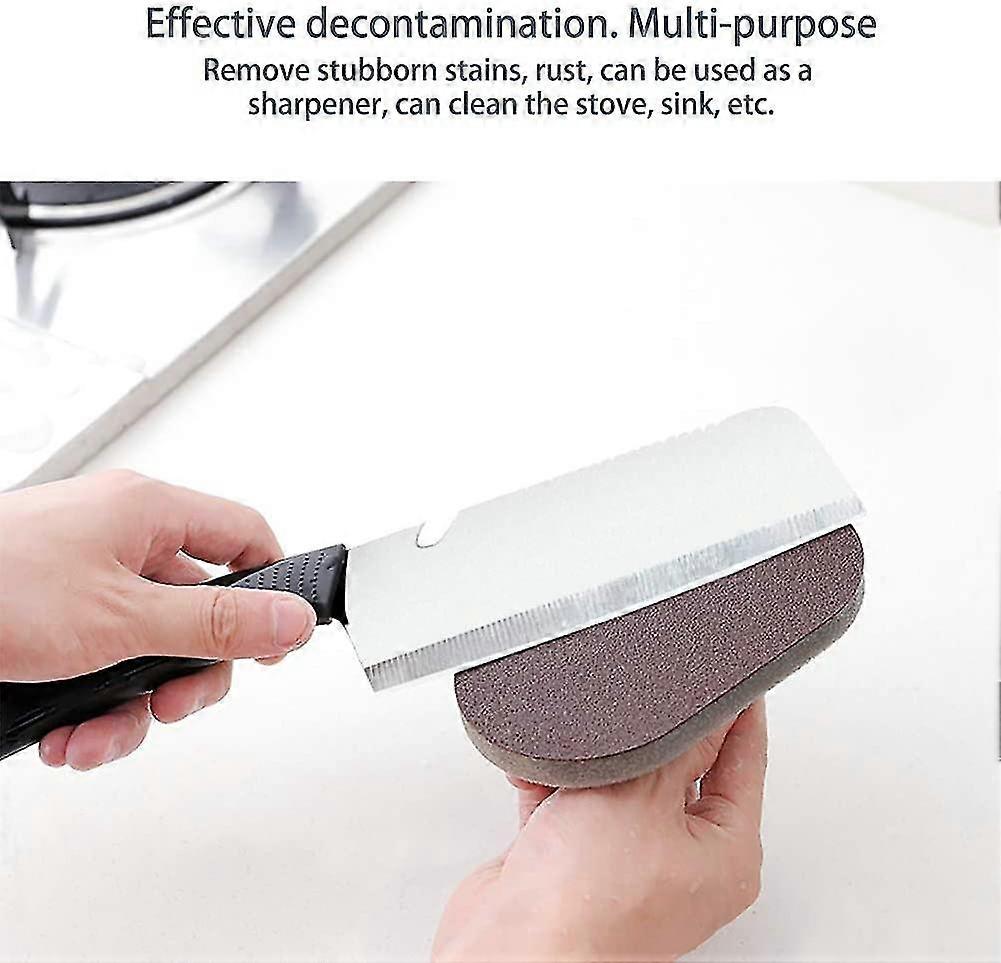 Eviktory Set Of 2 Nano-ceram Magic Sponges With Handle For Decontamination And Cleaning Of Pans - Brown
