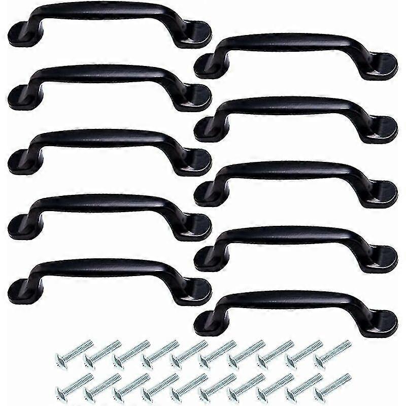 10 件装厨柜门把手黑色家具把手带螺丝，适用于厨房卧室橱柜抽屉，铝制旋钮孔中心 130 毫米