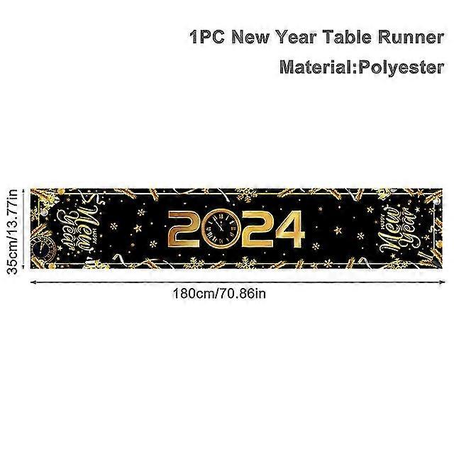 New Year Table Runner Merry  Decorations For Home 2024  Ornament Xmas Navidad Gifts Happy New Year 2024