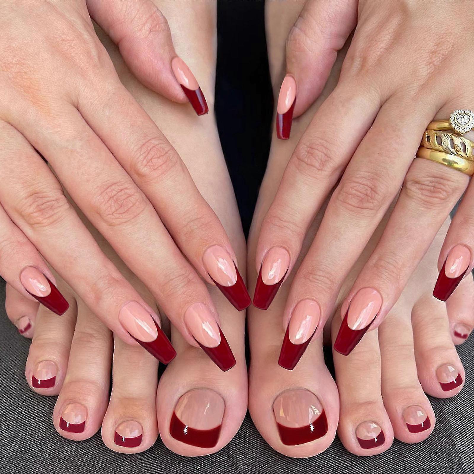 48Pcs Press on Nails Acrylic False Nails Tips Square/Almond/Coffin False Nails