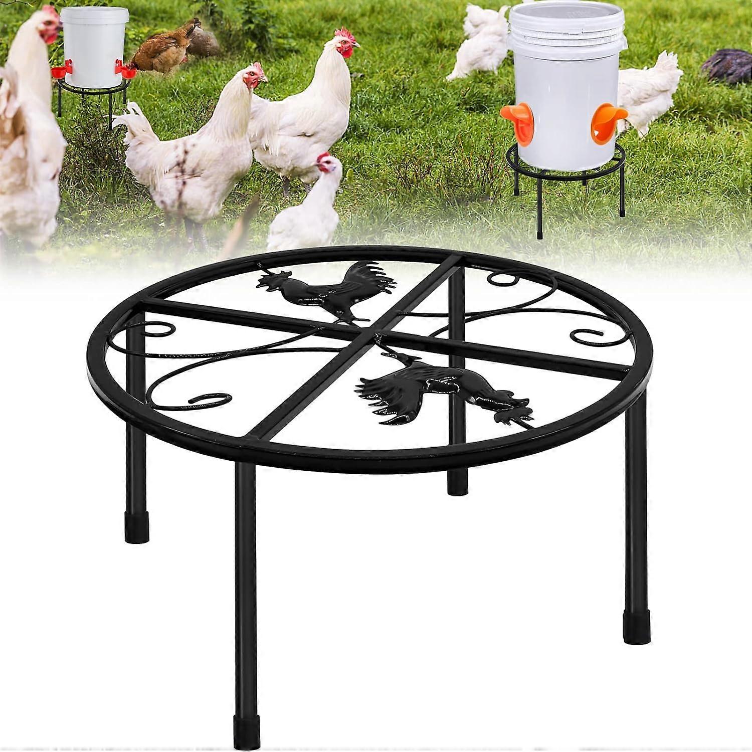 Metal Stand for Chicken Feeder Waterer, Iron Stand Holder with 4 Legs, Round Supports Rack for Buckets Barrels Equipped Installed with Feeder Waterer