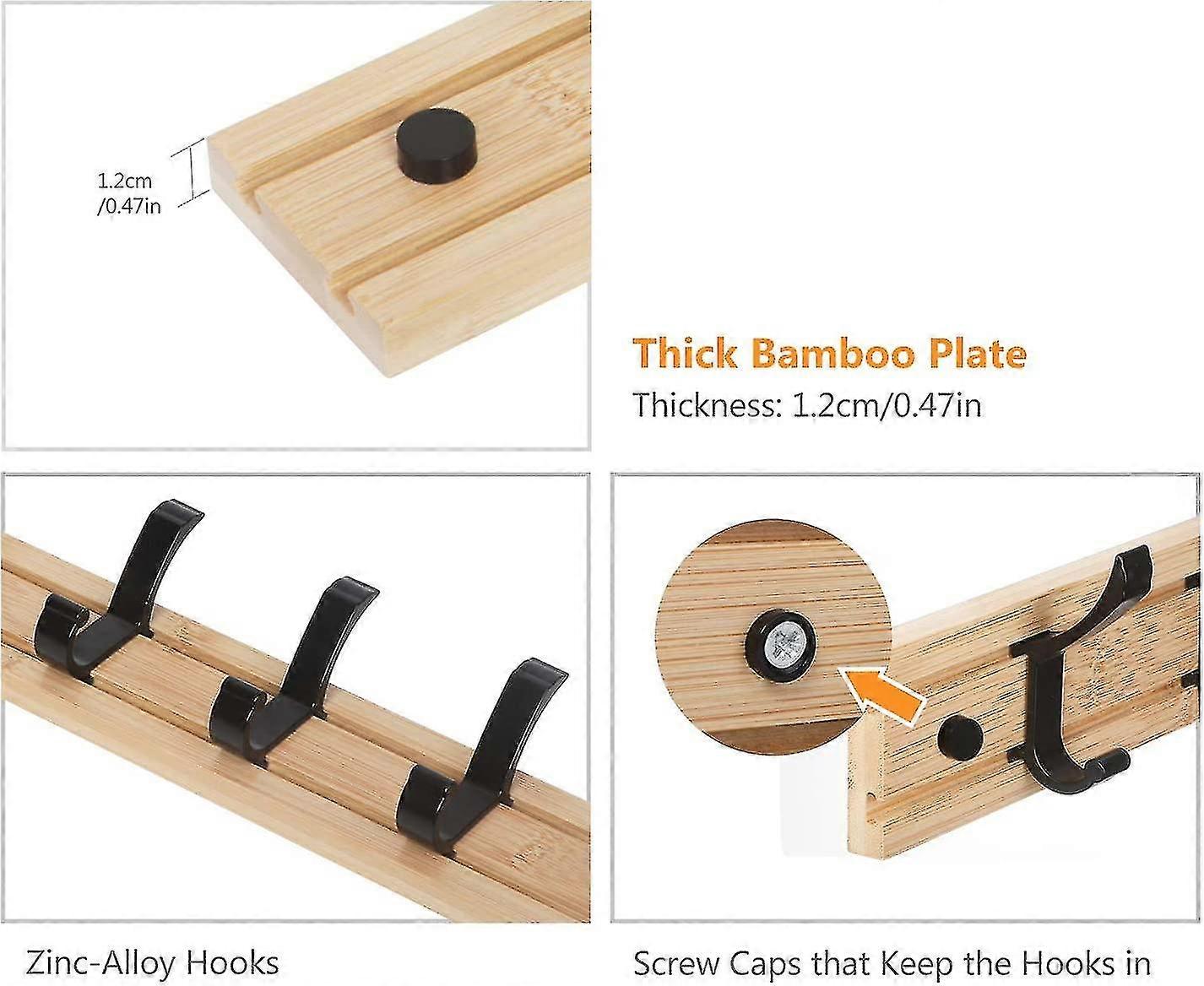 Wall Mounted Coat Rack With 4 Movable Hooks,coat Hooks Wall Hook40cm