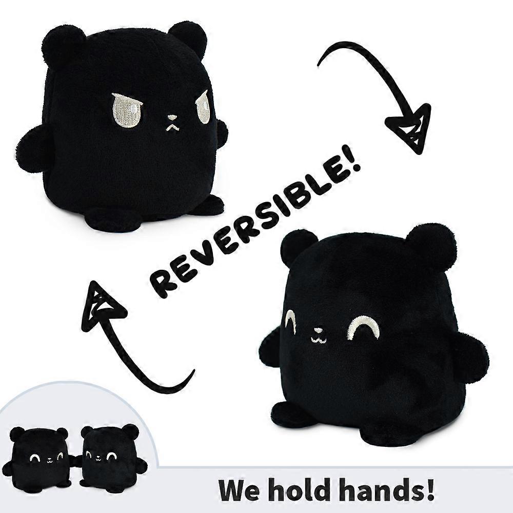 TeeTurtle | Plushmates | Bear | Black | Happy + Angry | The Reversible Plush That Hold Hands!