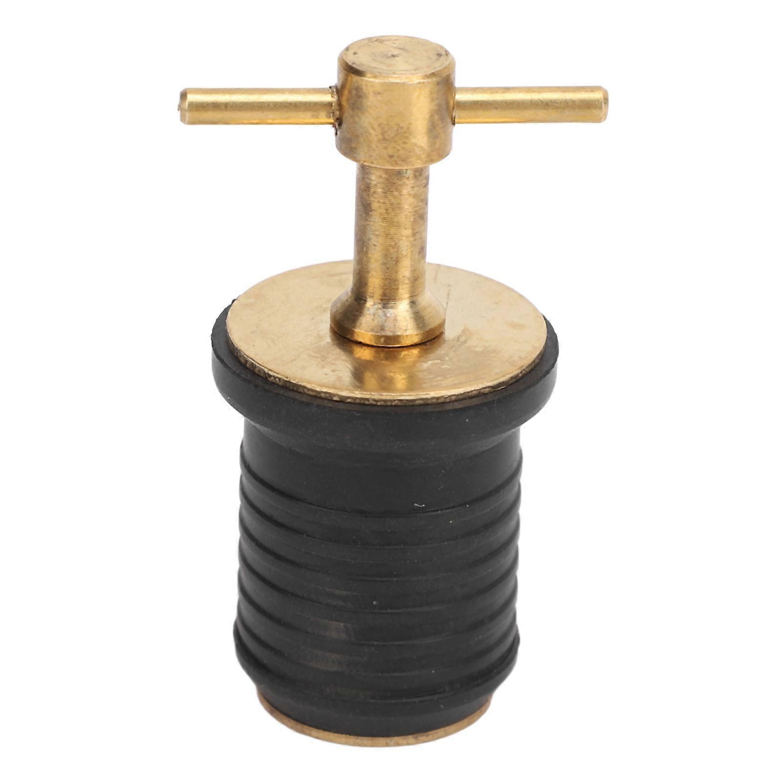 Marine Boat Brass T Handle Drain Plug Strong Structure Twist Turn and Seal Design Rubber Plugs for Yachts Ships 1inch