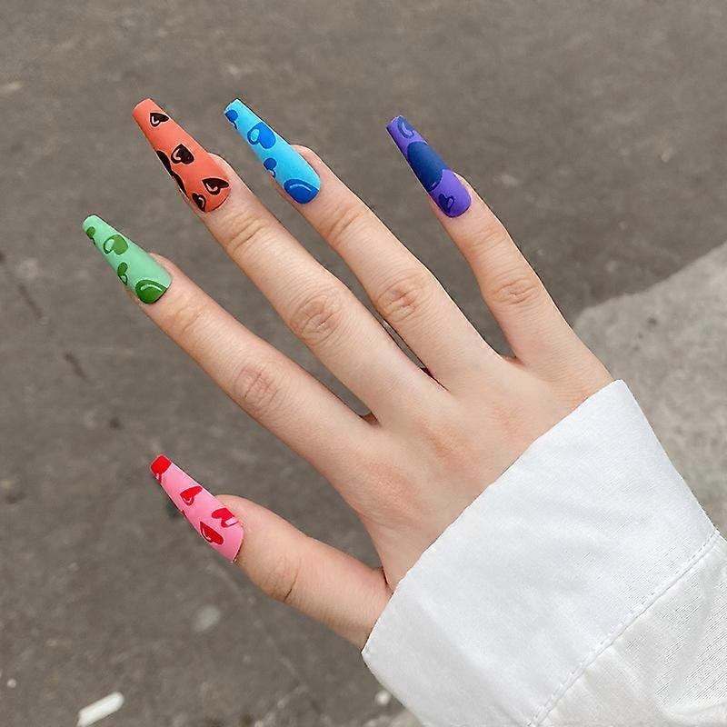 24pcs 3d Butterfly Fake Nails Glossy