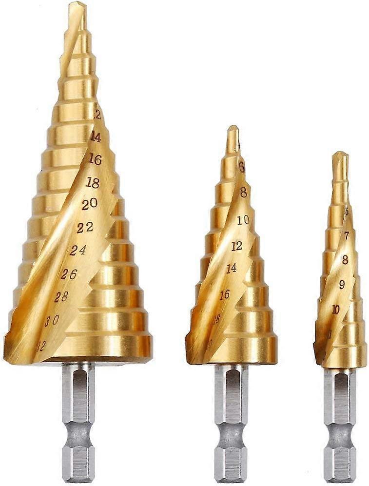 3PCS Countersink Drill Bit Step Bit,4-12/20/32mm,w/Hex Shank