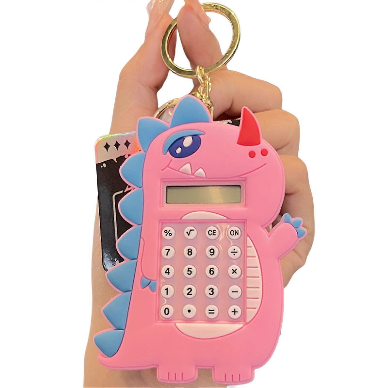 Calculator Keychain Multifunctional Bead Maze 8 Digits Operation Portable Gift Dinosaur Car Key Ring Pendant Backpack Ornament Kaesi