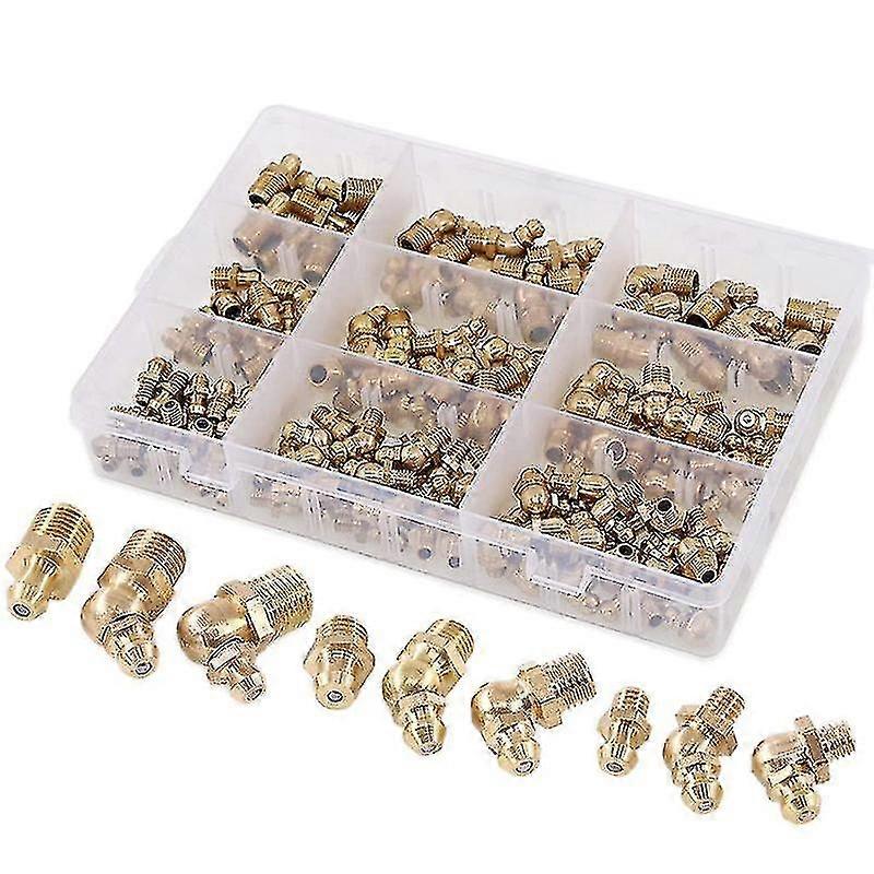 145-pcs Metric Standard Brass Hydraulic Grease Fitting Assortment Kit