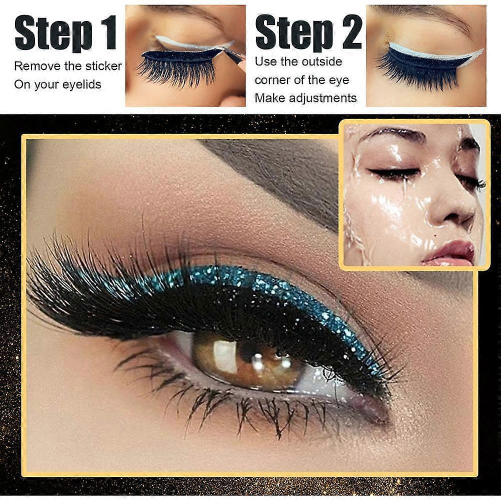 4 Pair Reusable Eyeliner and Eyelash Stickers Waterproof Reusable Eyeliner Eyelash Stickers Easy to Use and Remove