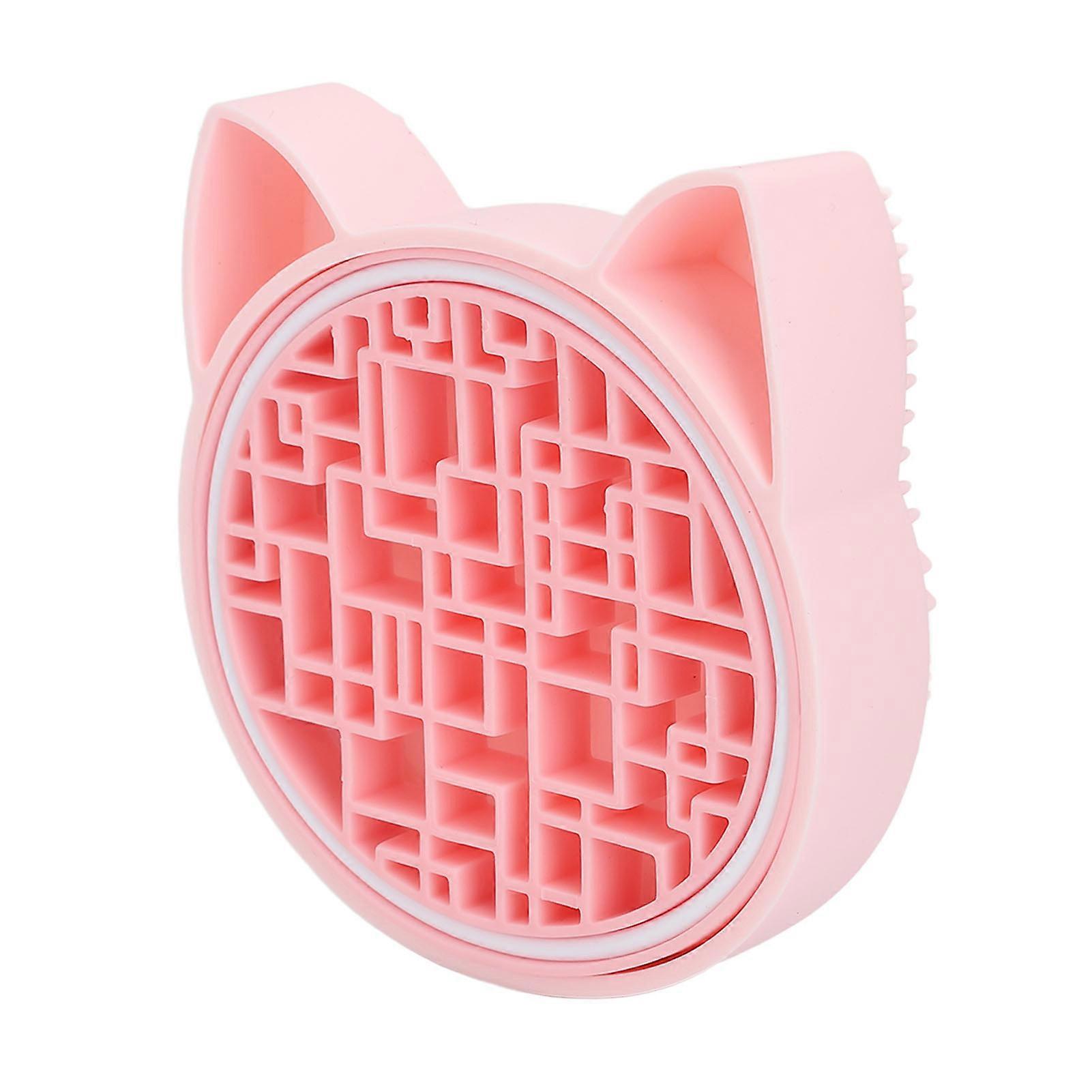 Makeup Brush Cleaner Multipurpose Cute Cat Head 2 in 1 Design Portable Flexible Silicone Makeup Brush Cleaning Mat Pink