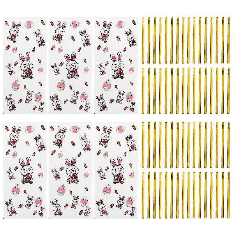 1 Set 300 Pcs Easter Transparent Bags Rabbit Easter Egg Candy Packing Bags