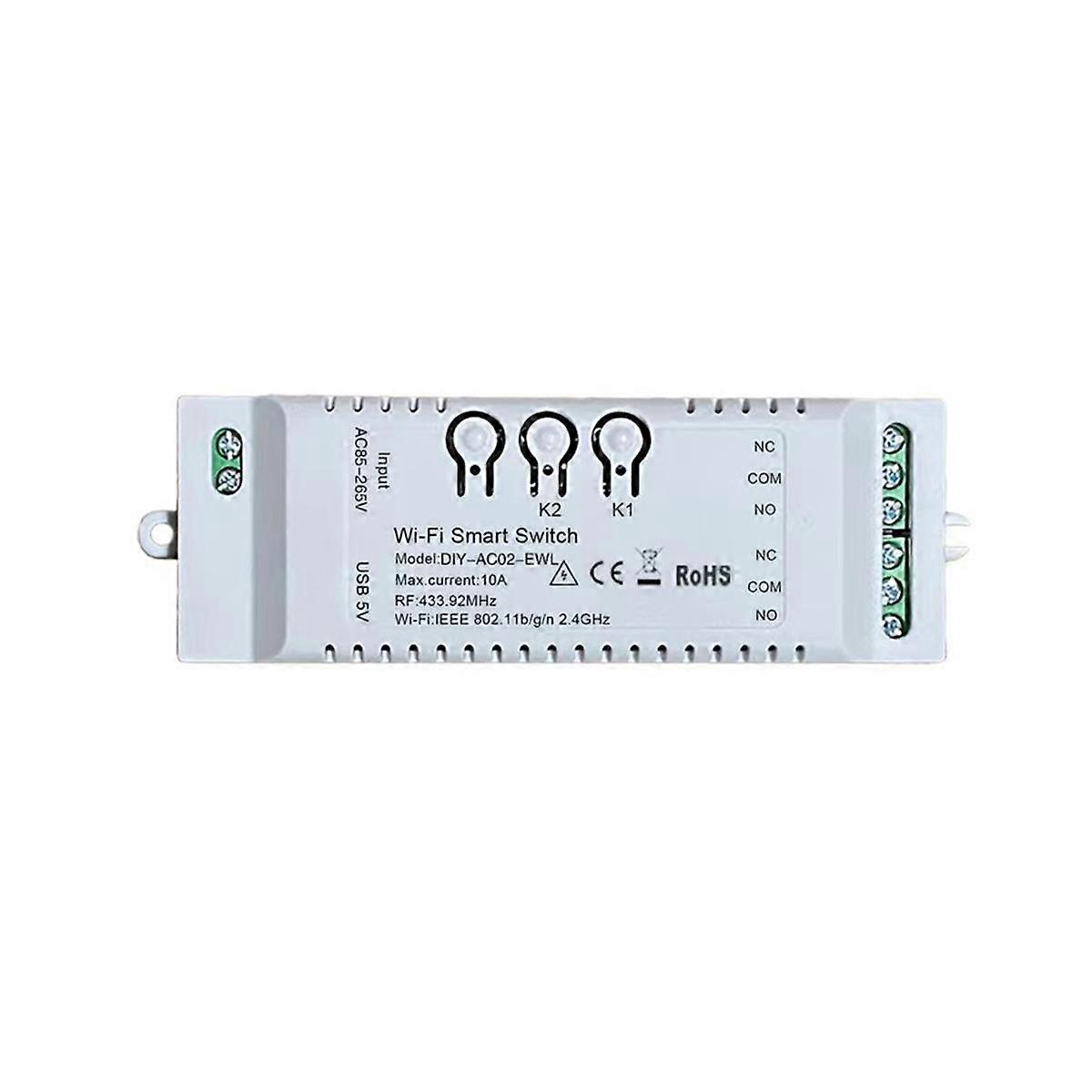 2CH WiFi Smart Switch DIY Timer 85-265V 2.4G WiFi+RF433+BT Home Automation Module for Alexa Google