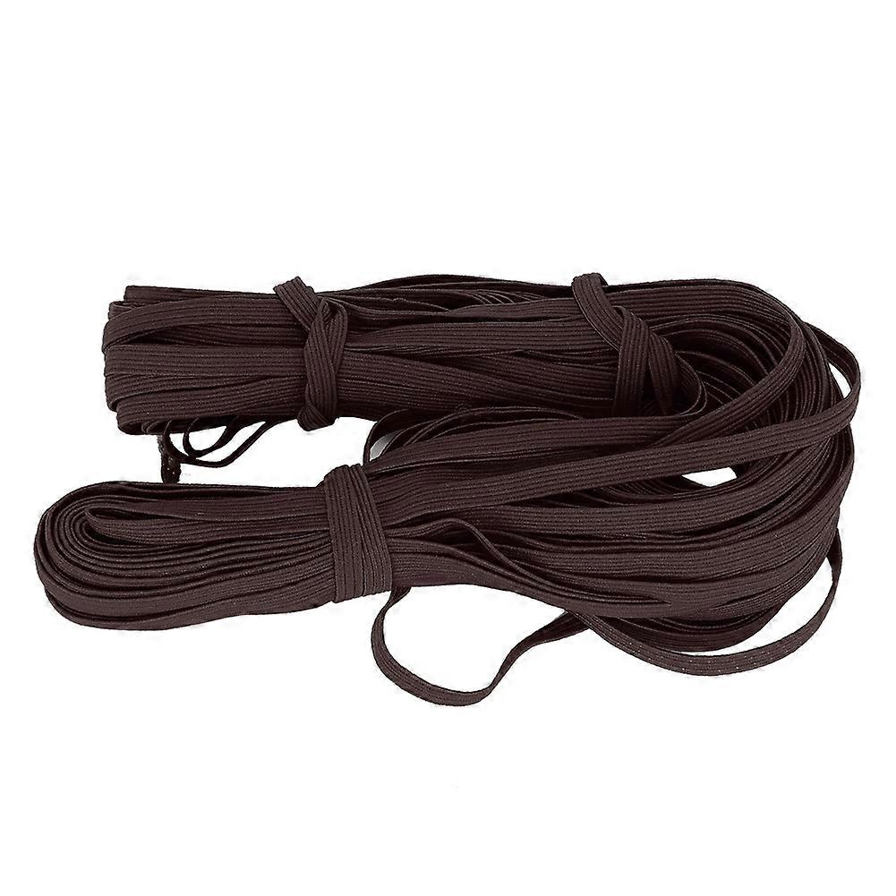 30 Yards/Roll Elastic Band Flat Colorful Flexible Rope Ribbon Clothes Accessories 6mmDeep Brown