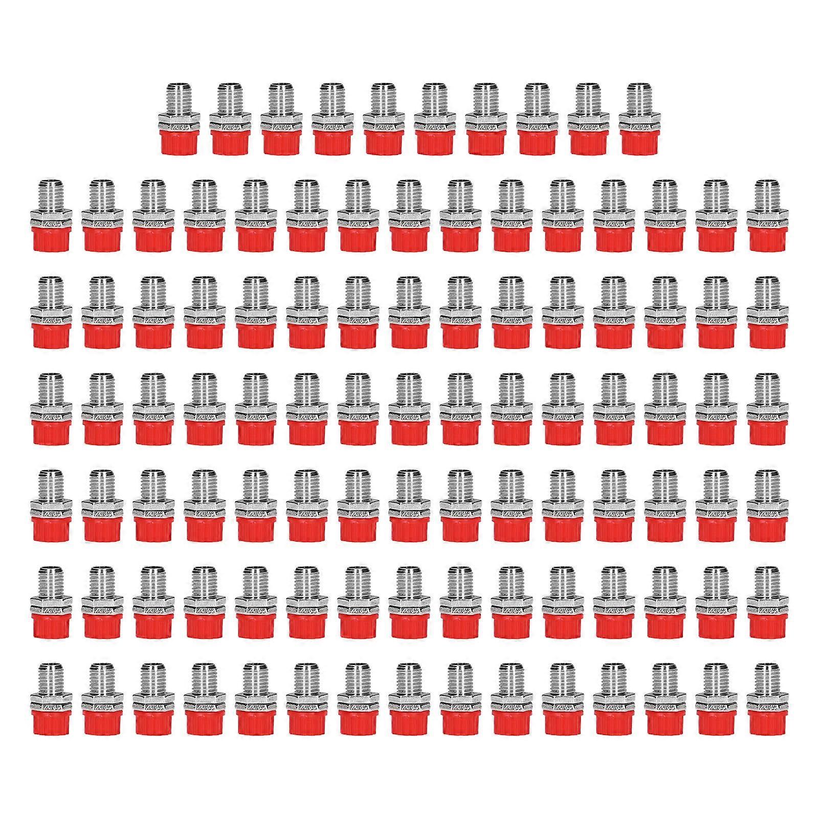 100Pcs 4mm Banana Plug Socket Binding Post Wire Connector Terminal for Industry Electronic EquipmentRed
