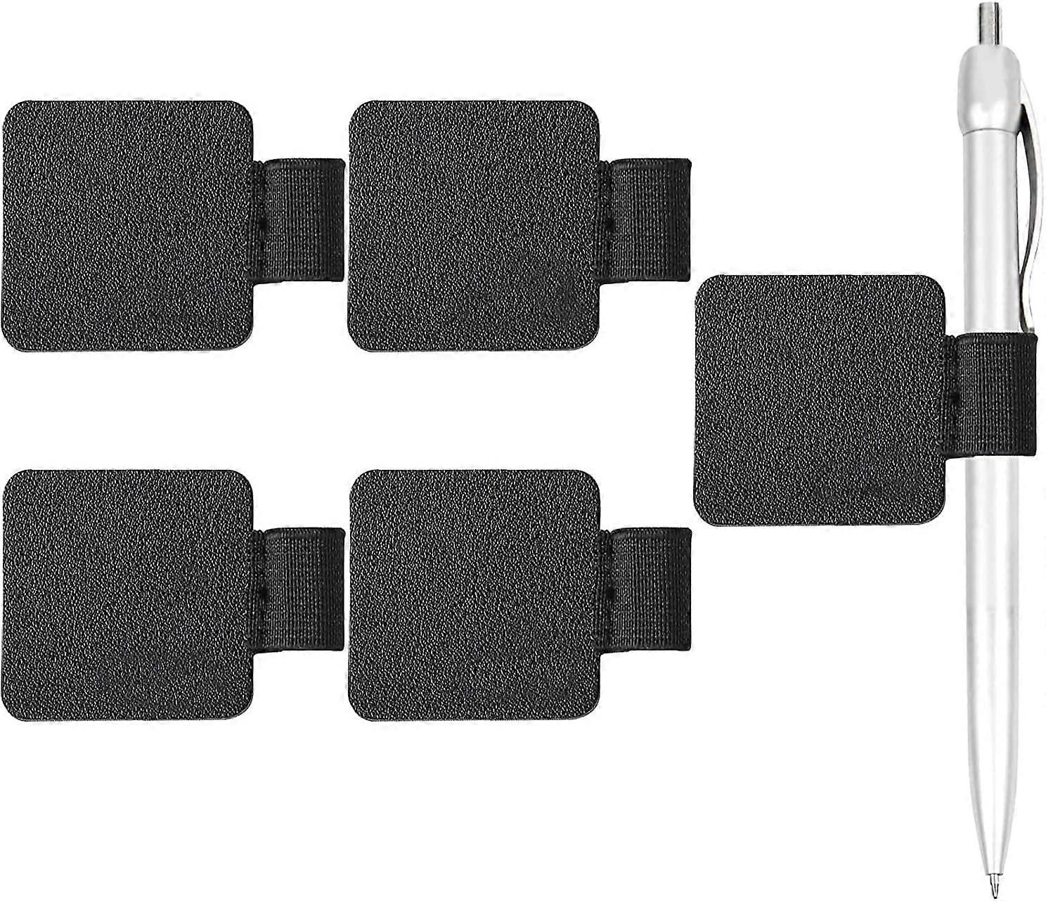 Elastic Pen Holder for Notebook Pen Loop Pencil Loop Sticky Pen Holder Self-Adhesive Leather Pen Holderblack5pcs