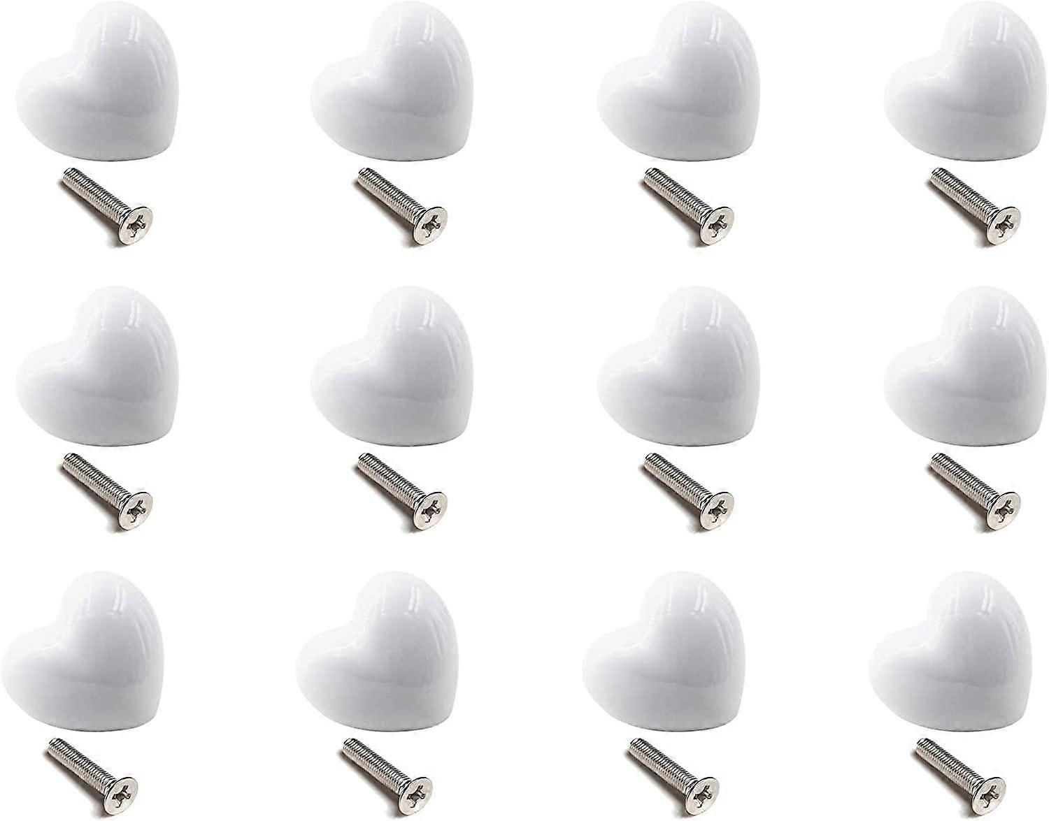 Ceramic Door Knobs Set of 12 Handle Knobs Furniture Cabinet Knobs for Kitchen Cupboards (White)