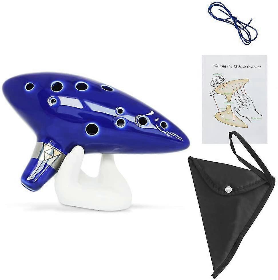 Ocarina With Neck Strap And Songbook, 12-hole C Viola Ocarina With Gift Box, Hand Shaped Display Stand And Black Bag