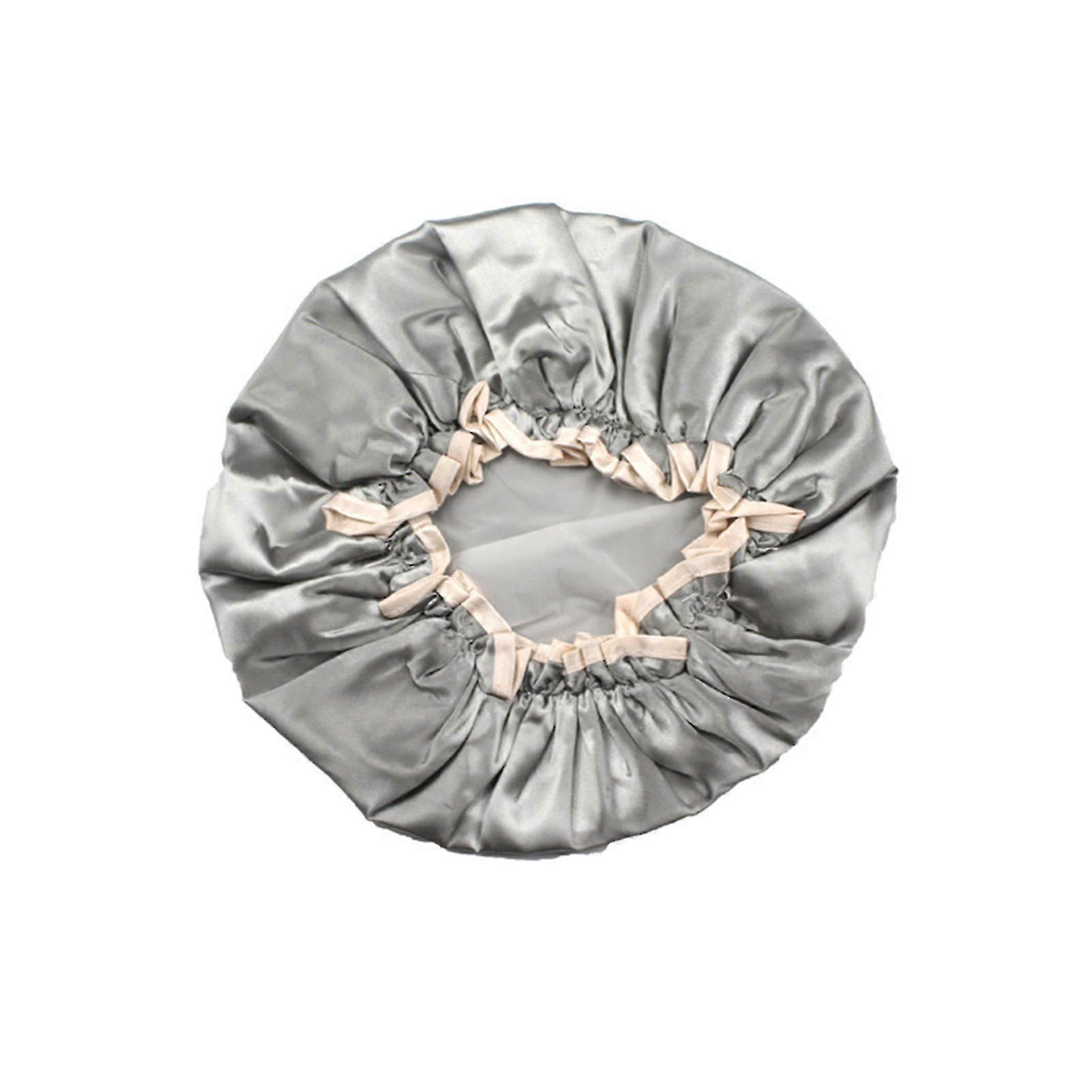 Shower Cap Waterproof Reusable Double Layers Elastic Shower Hat For Bathroom