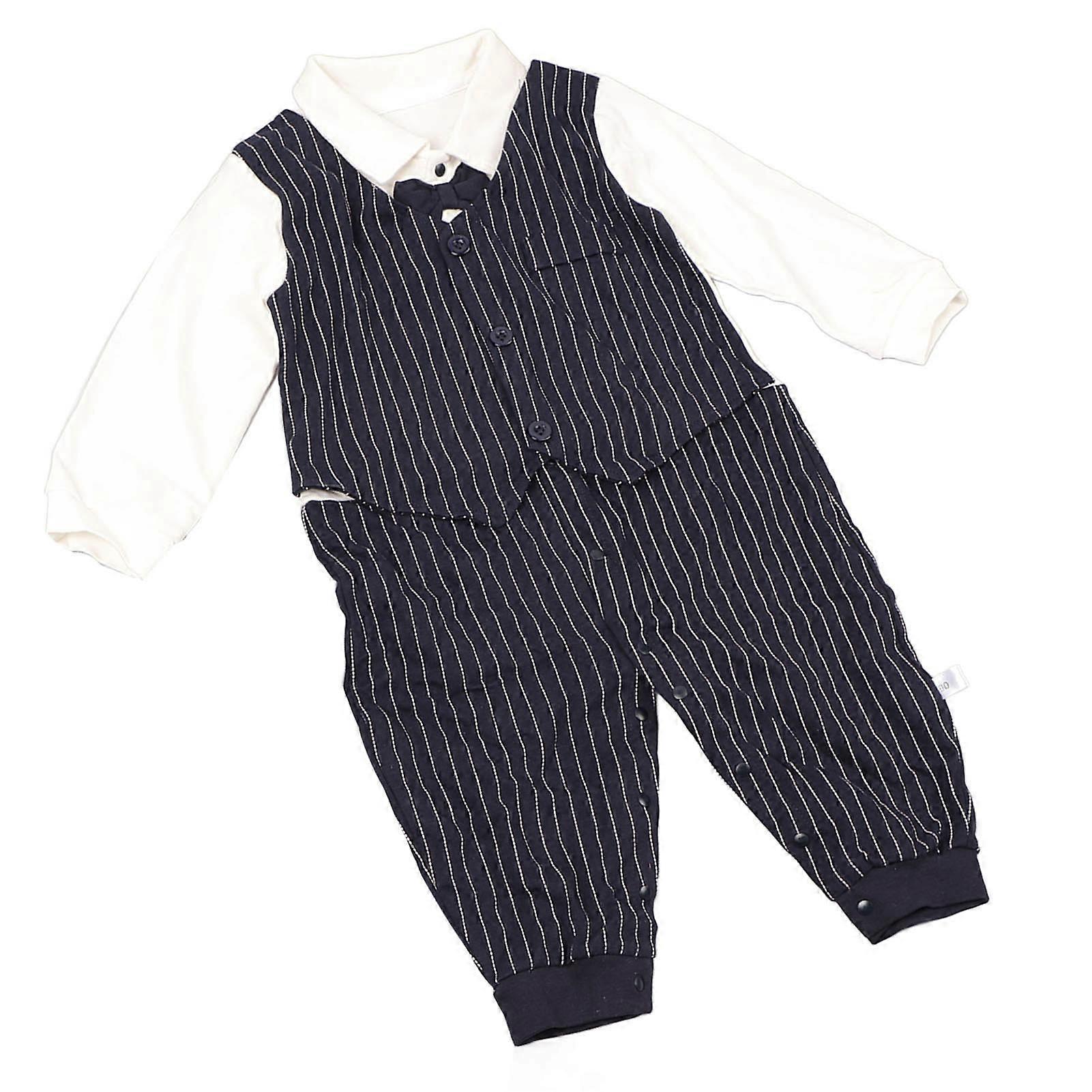 Newborn Boy Formal Clothes Set Cute Striped Pattern Breathable Comfortable Suit with Bow for Parties