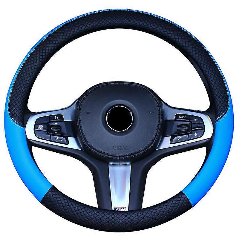 Automobile General Non Slip Steering Wheel Cover Microfiber Leather dark blue