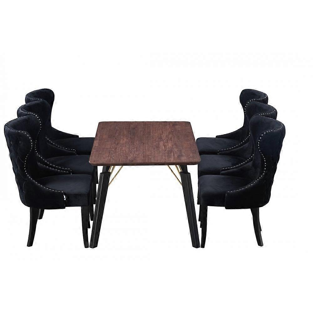 Manuel Cosmo Dinette Set - A Dining Table & 6 Velvet Padded Chairs