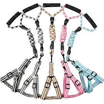 Pet Dog Harness Leash Set Comfortable Foam Padded Handle Woven Cotton Climbing Rope Dog Leash Adjustable Harness For Small Medium Dog (size S)