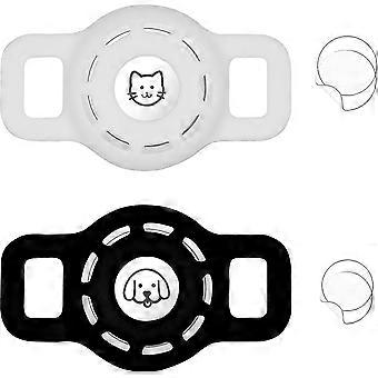 Airtag Cat Collar Holder For Apple Air Tag Cat Collar Holder Within 1/2 Inch, Airtag Dog Collar Holder, 2 Pack Airtag Protectorblack Black*white