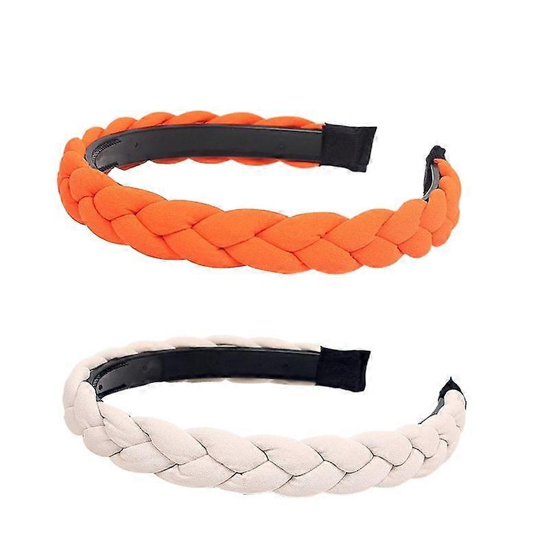 Non-alunecare temperament elegant fete păr cerc moda solid color panglică bentiță păr accesorii (portocaliu + bej)