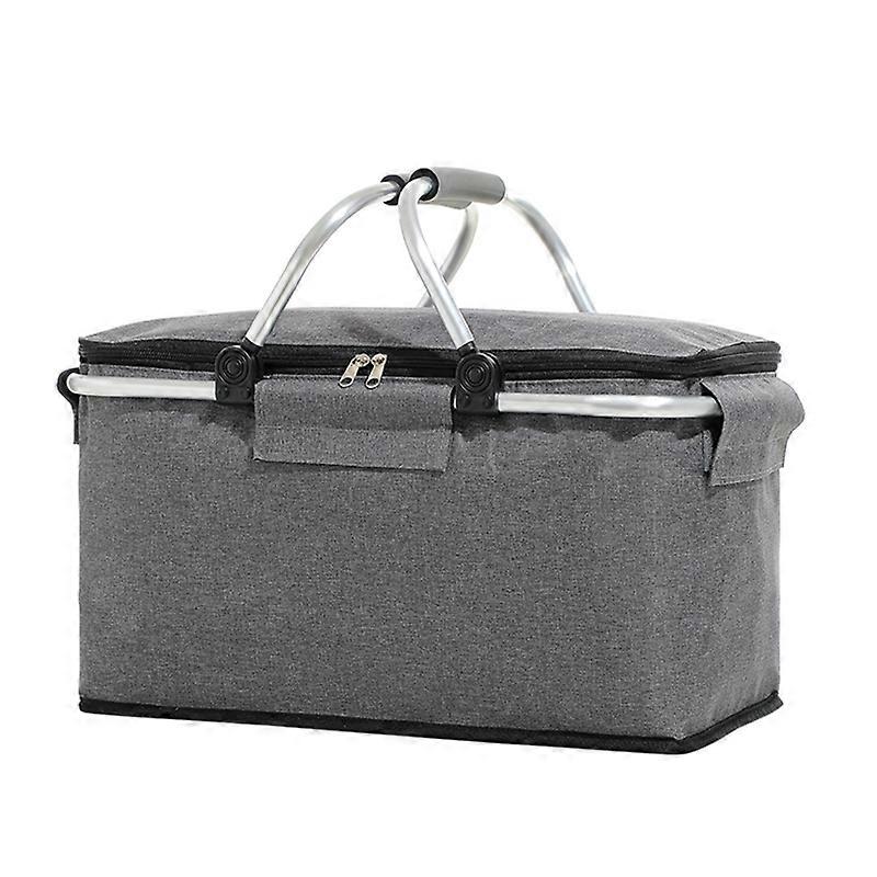 Portable Cooler Bag, Grocery Storage Basket with Lid & Sturdy Handle for Picnic
