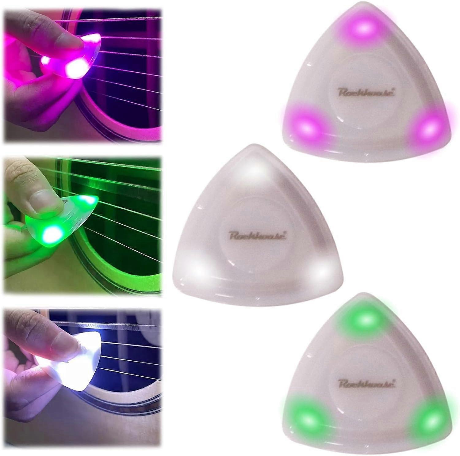 LED glödande gitarr plektrum, basplektrum Elgitarr plektrum LED gitarr bas plektrum, akustisk gitarr glödande plektrum