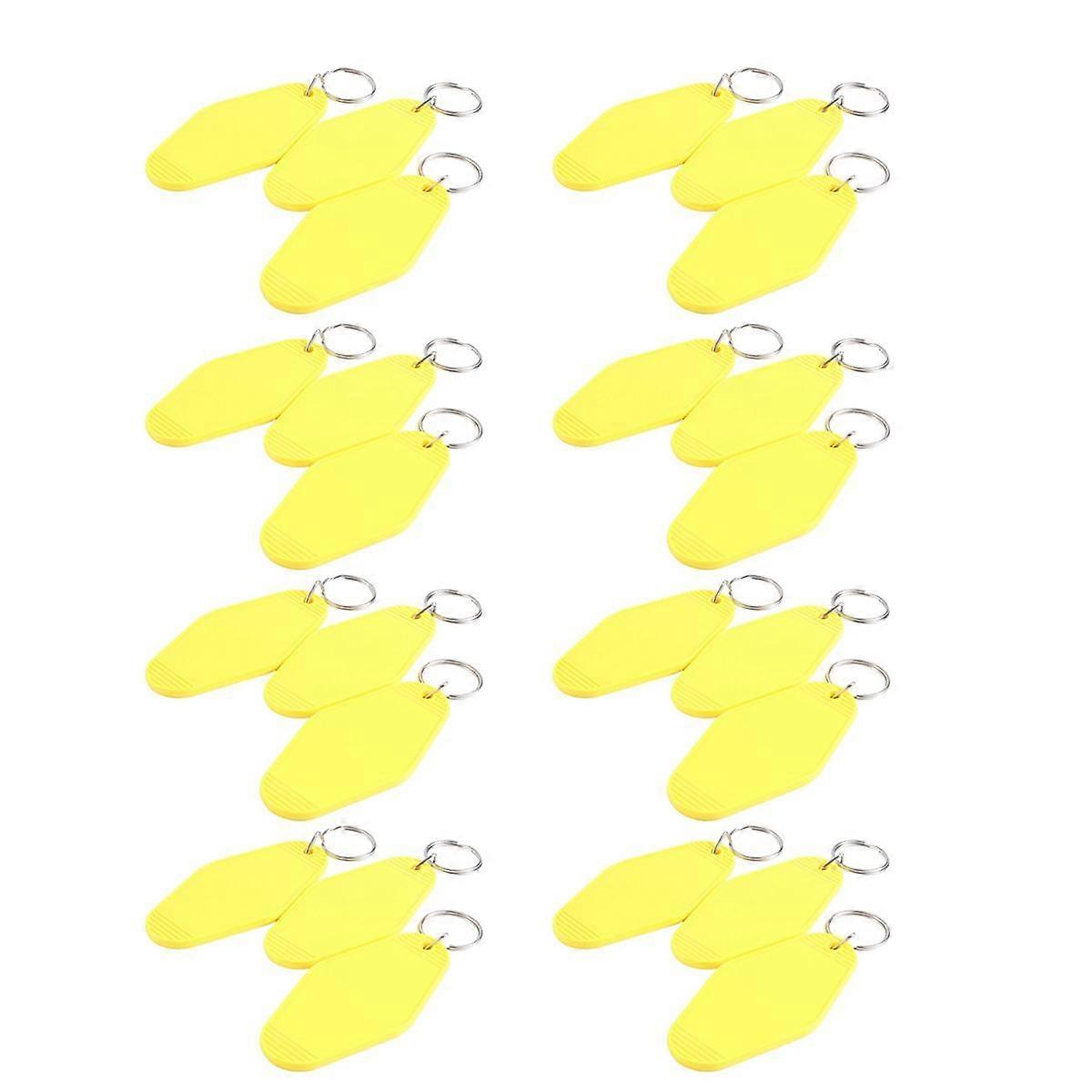 24 stk Vintage Motel nøkkelring DIY Blank Hotel nøkkelringer Varmeoverføring Blanke nøkkelringer Bulk sublimering (gul)