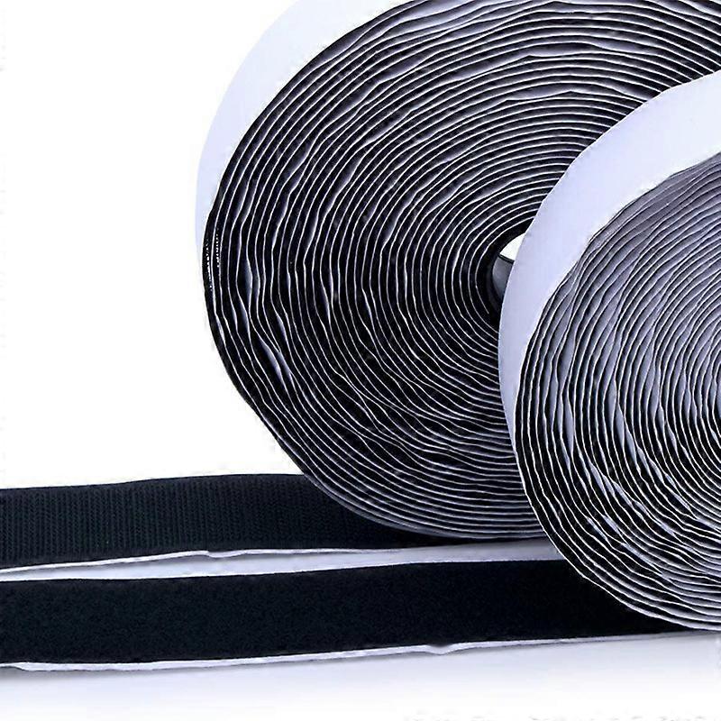 12m Self Adhesive Hook and Loop Tape, Extra Strong Double Sided Adhesive Tape, Back Fixing Tape, 20mm Width, Black