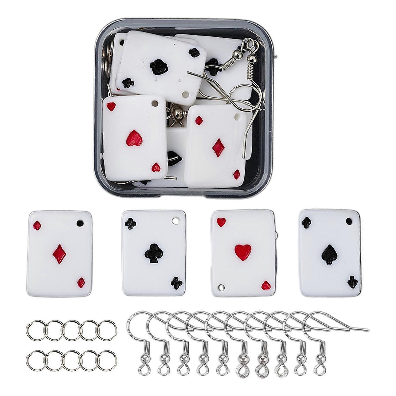 Unique Funny Earring Playing Card Pendant Fish Hook Jump Ring Making Supply