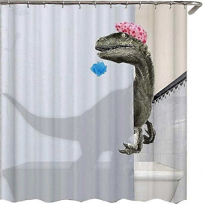 Cute shower dinosaur print shower curtain 120x180Cm, waterproof shower curtain shower accessories shower curtain, with 12 plastic hooks