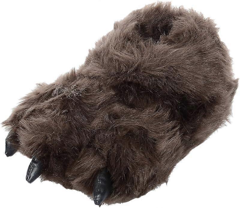 Men's Comfortable Bear Feet Hibernation Wearing Fluffy Novelty Slippers - UK Size 10 Brown