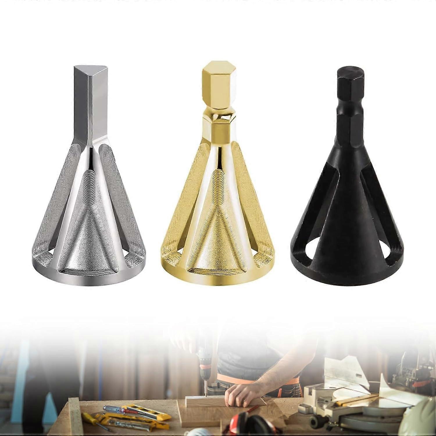 Exterior Deburring and Chamfering Tool, 3-Piece Exterior Deburring Hexagonal and Triangular Chamfering Tool for Countersink Removal